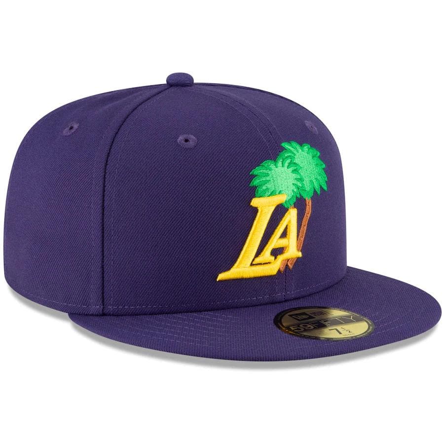 New Era Los Angeles Lakers Purple Icon Pink Bottom 59FIFTY Fitted Hat - Image 3