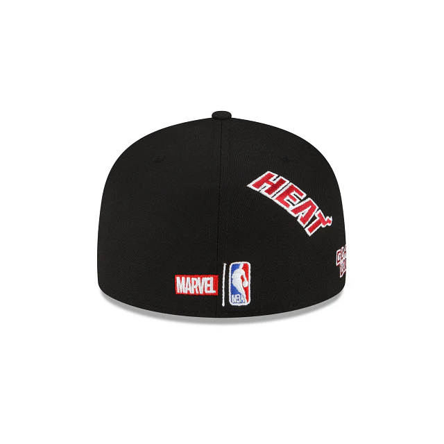 New Era Marvel X Miami Heat Black 2023 59FIFTY Fitted Hat - Image 6