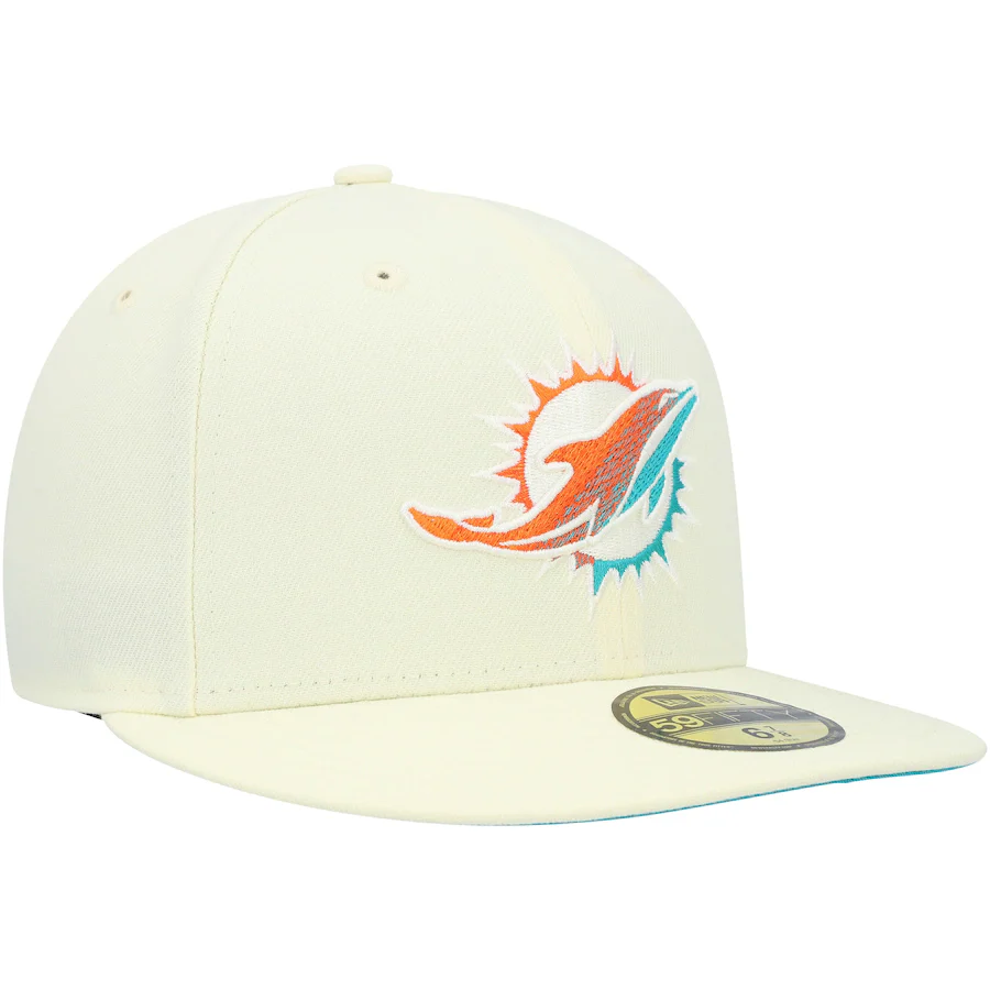New Era Miami Dolphins Cream Chrome Color Dim 59FIFTY Fitted Hat - Image 4