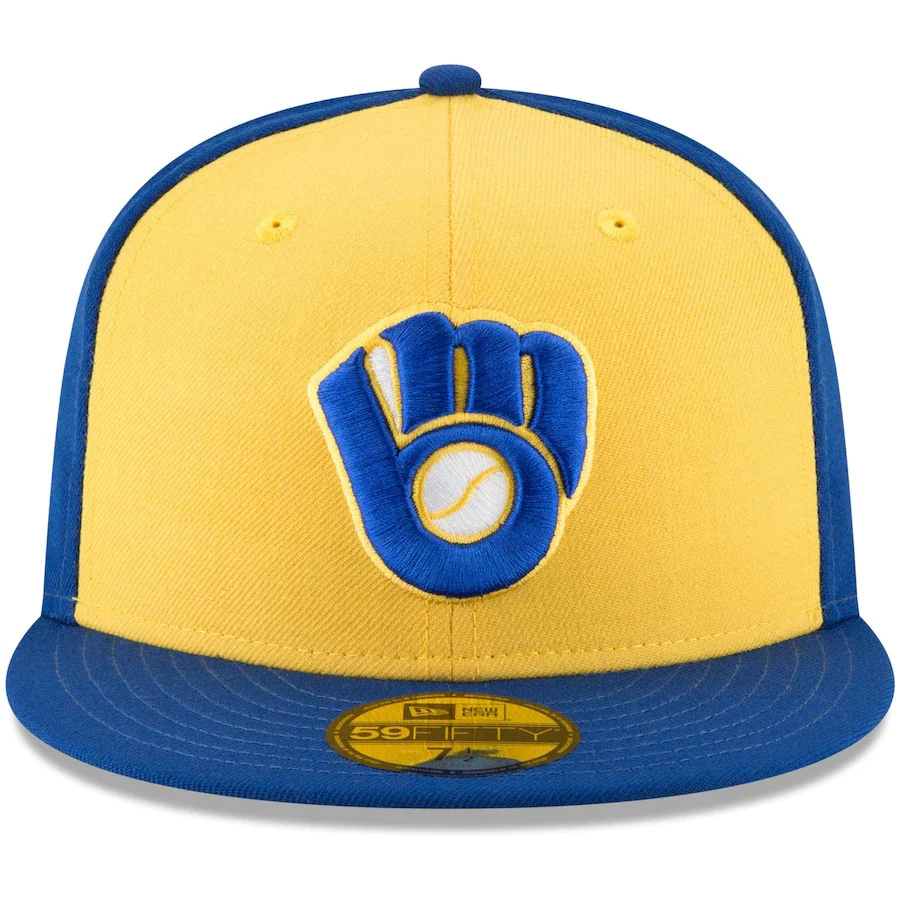 New Era Milwaukee Brewers Gold Cooperstown Collection Logo 59FIFTY Fitted Hat - Image 3
