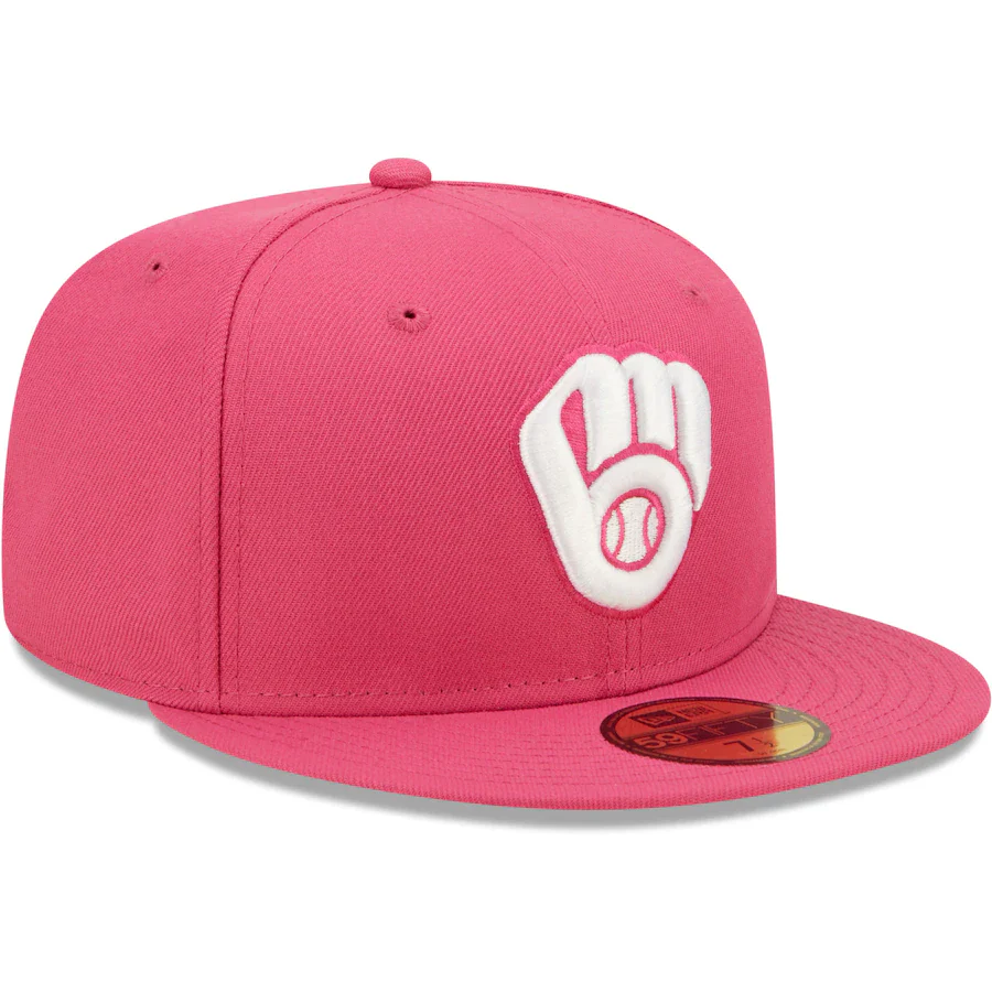New Era Milwaukee Brewers Hot Pink 59FIFTY Fitted Hat - Image 4