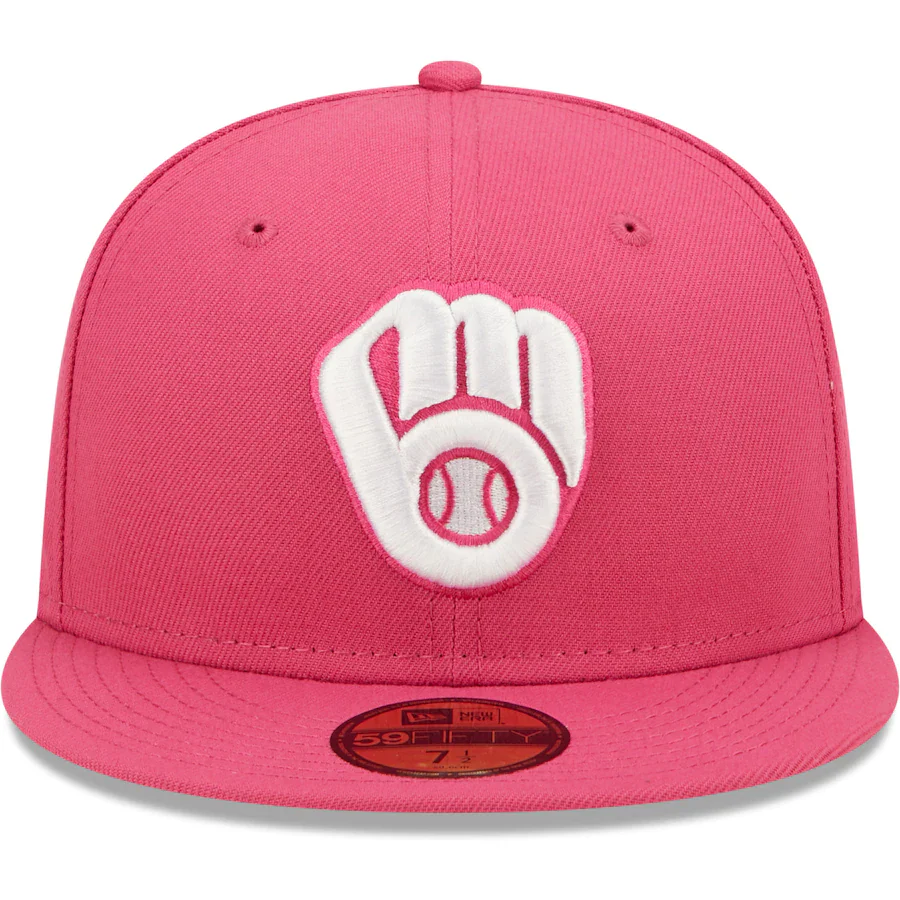 New Era Milwaukee Brewers Hot Pink 59FIFTY Fitted Hat - Image 5