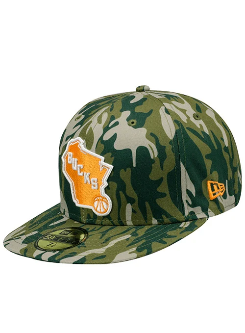 New Era Milwaukee Bucks Camo 59Fifty Fitted Hat - Image 4