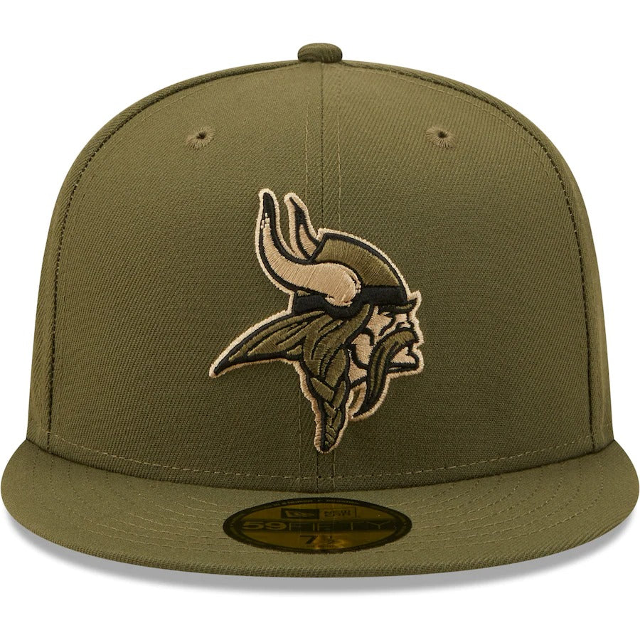 New Era Minnesota Vikings Olive 1993 Pro Bowl Camo Undervisor 59FIFTY Fitted Hat - Image 5
