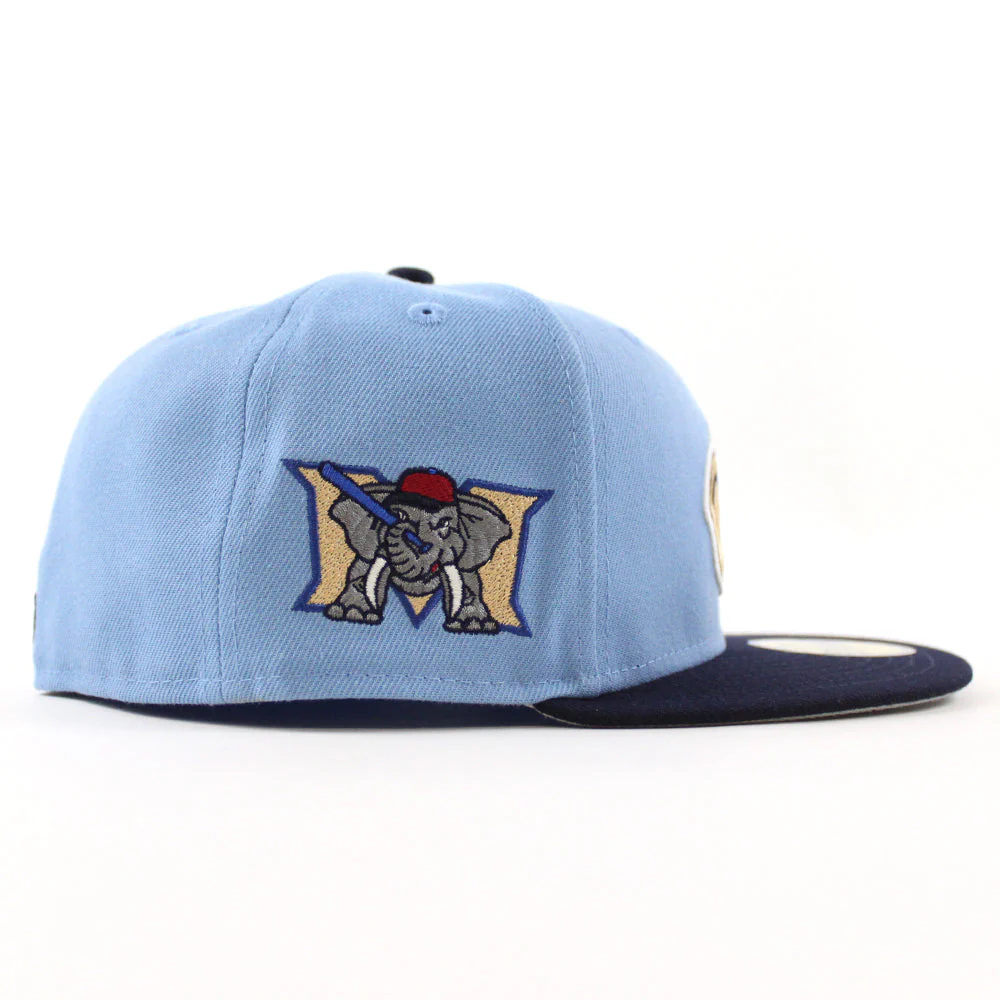 New Era Modesto Athletics Elephant Sky/Navy Blue 59FIFTY Fitted Hat - Image 3