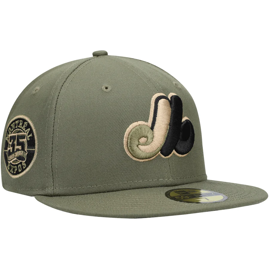 New Era Montreal Expos Military Green Cooperstown 59Fifty Fitted Hat - Image 3