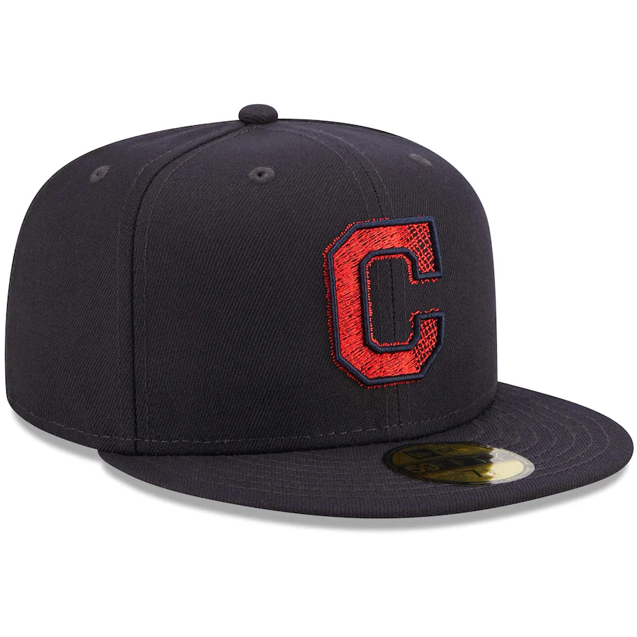 New Era Navy Cleveland Indians Scored 59FIFTY Fitted Hat - Image 3
