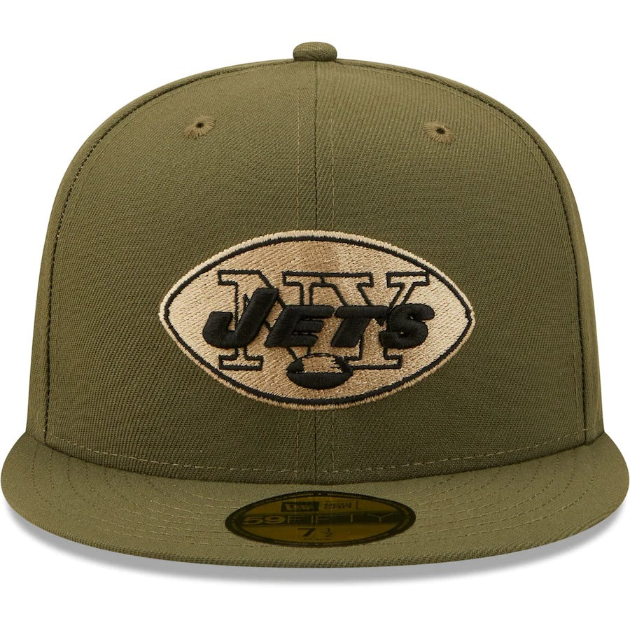 New Era New York Jets Olive Super Bowl III Historic Logo Camo Undervisor 59FIFTY Fitted Hat - Image 5
