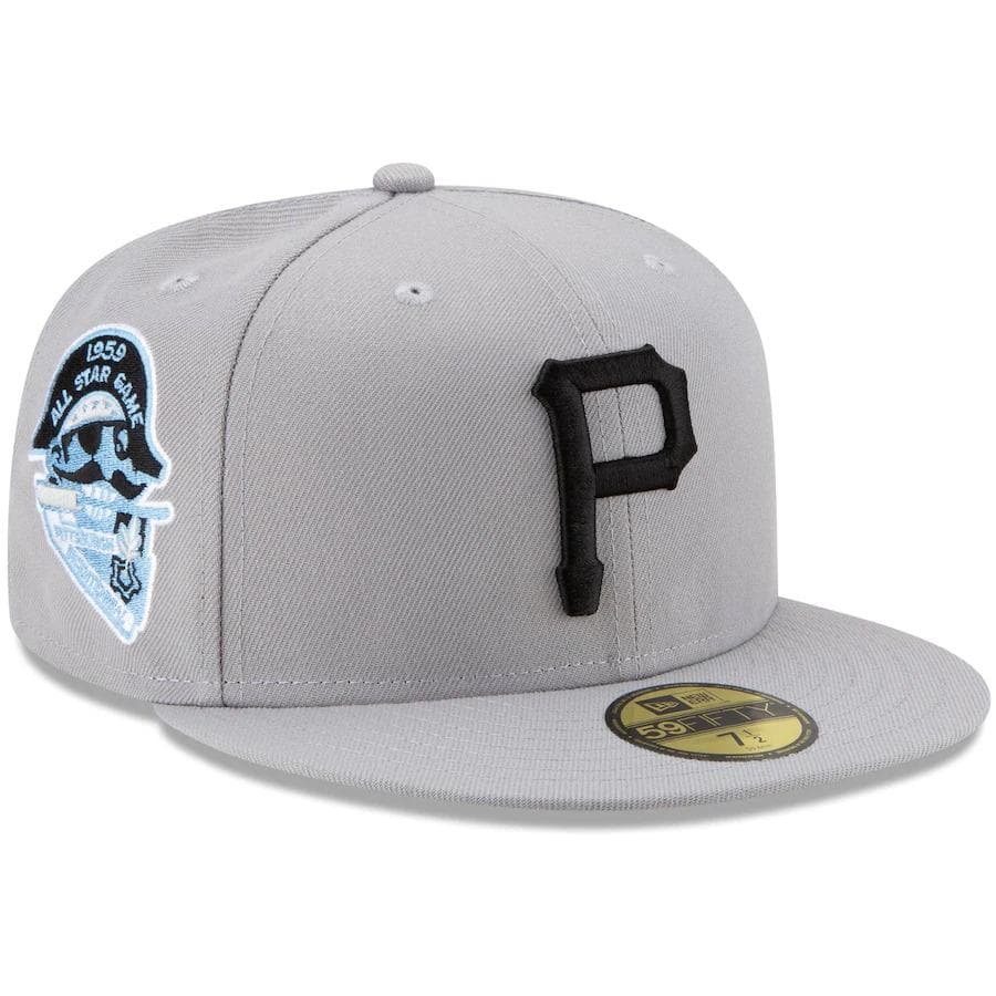 New Era Pittsburgh Pirates Gray 1959 MLB All-Star Game Cooperstown Collection Sky Blue Undervisor 59FIFTY Fitted Hat - Image 3