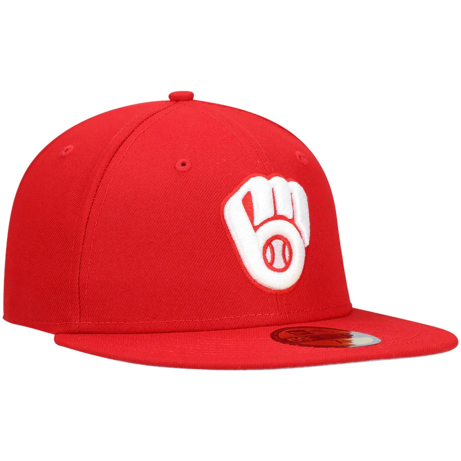 New Era Red Milwaukee Brewers Logo White 59FIFTY Fitted Hat - Image 4