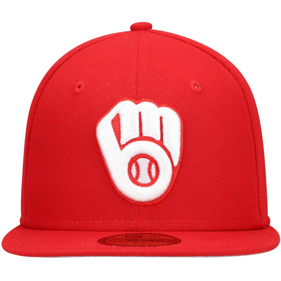 New Era Red Milwaukee Brewers Logo White 59FIFTY Fitted Hat - Image 5