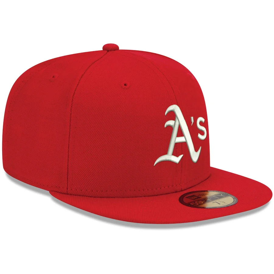 New Era Red Oakland Athletics Logo White 59FIFTY Fitted Hat - Image 4