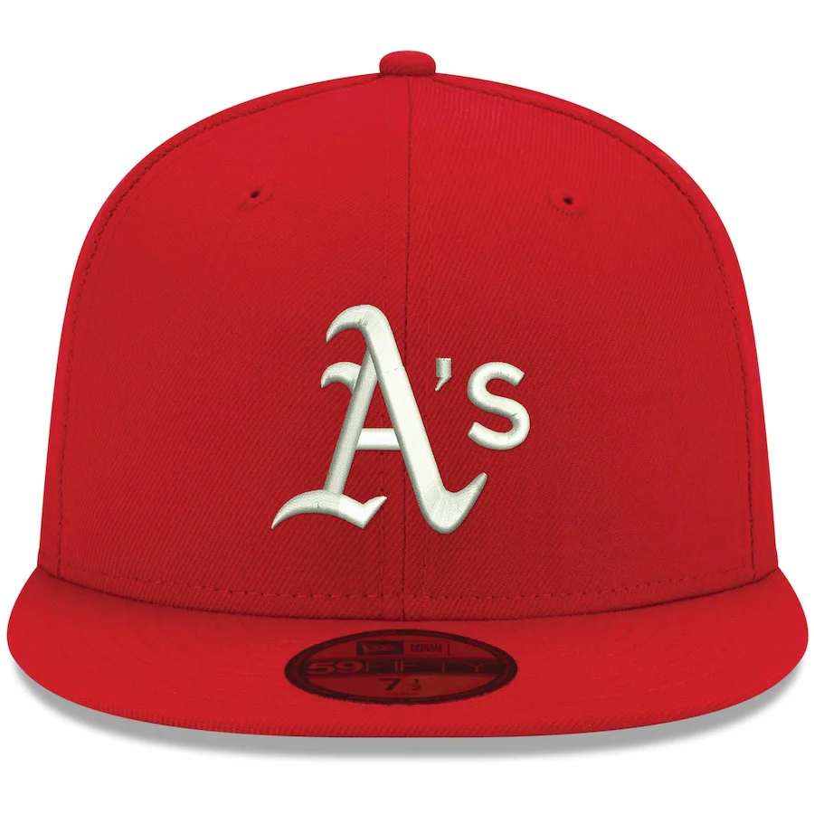 New Era Red Oakland Athletics Logo White 59FIFTY Fitted Hat - Image 5