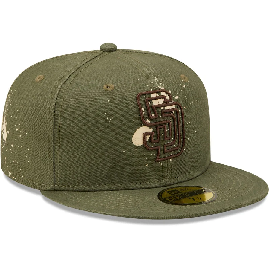 New Era San Diego Padres Olive Splatter 59FIFTY Fitted Hat - Image 4