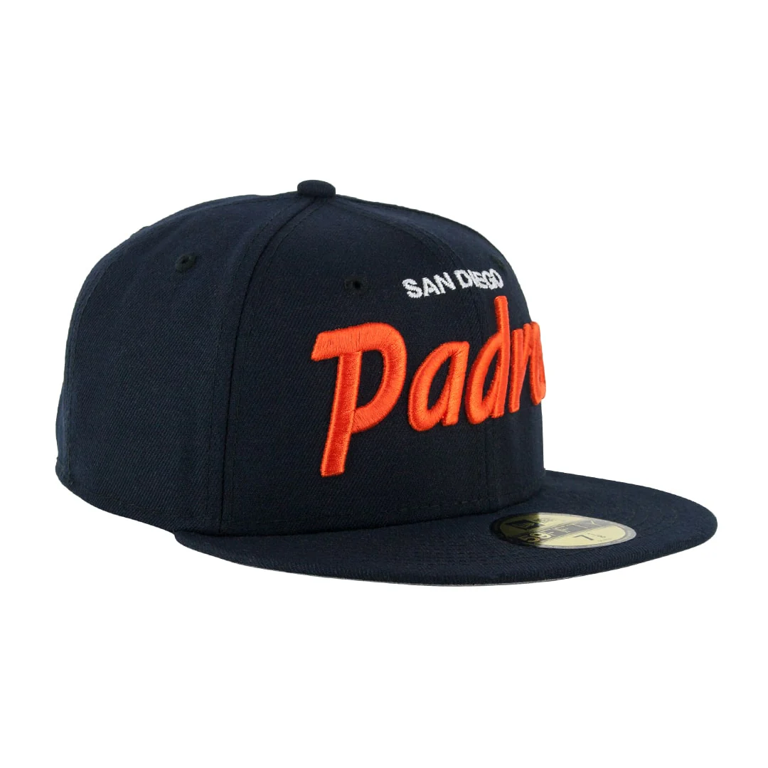 New Era San Diego Padres Vintage Script Navy/Orange 59FIFTY Fitted Hat - Image 3