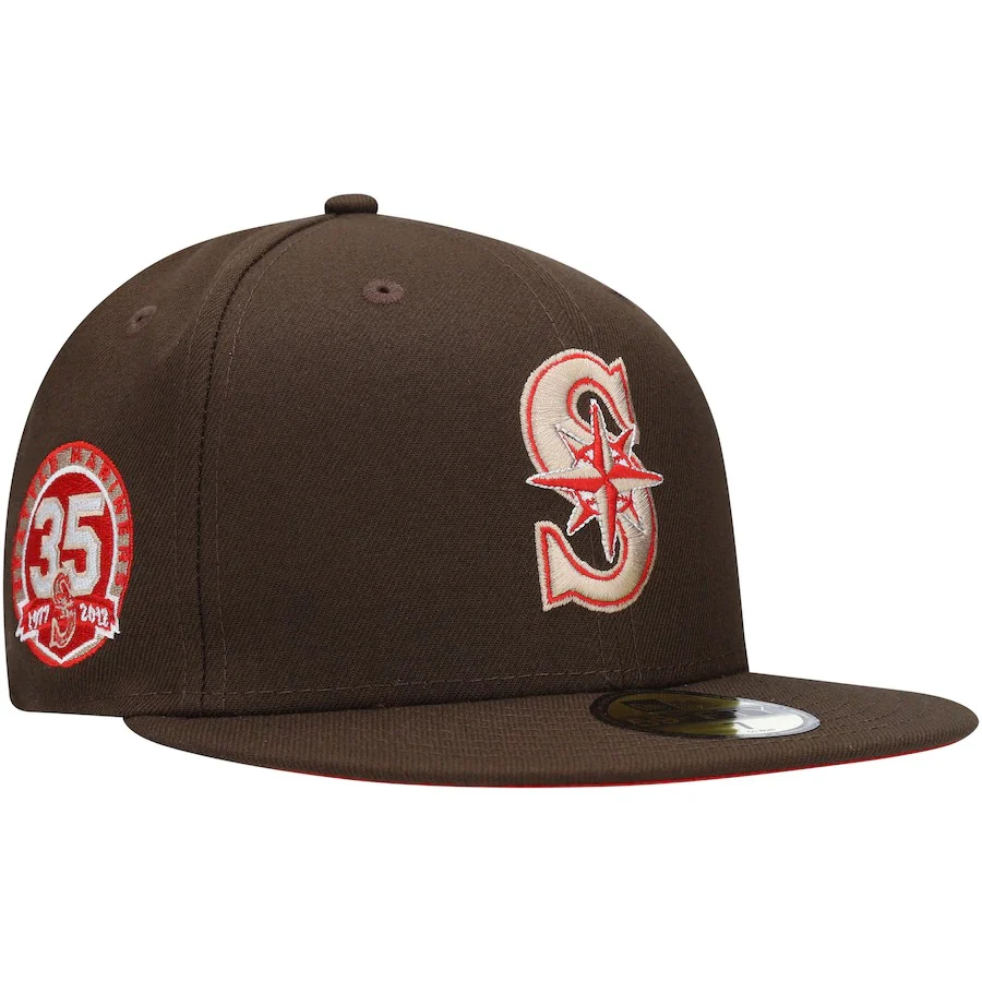 New Era Seattle Mariners Brown 35th Anniversary Team Scarlet Undervisor 59FIFTY Fitted Hat