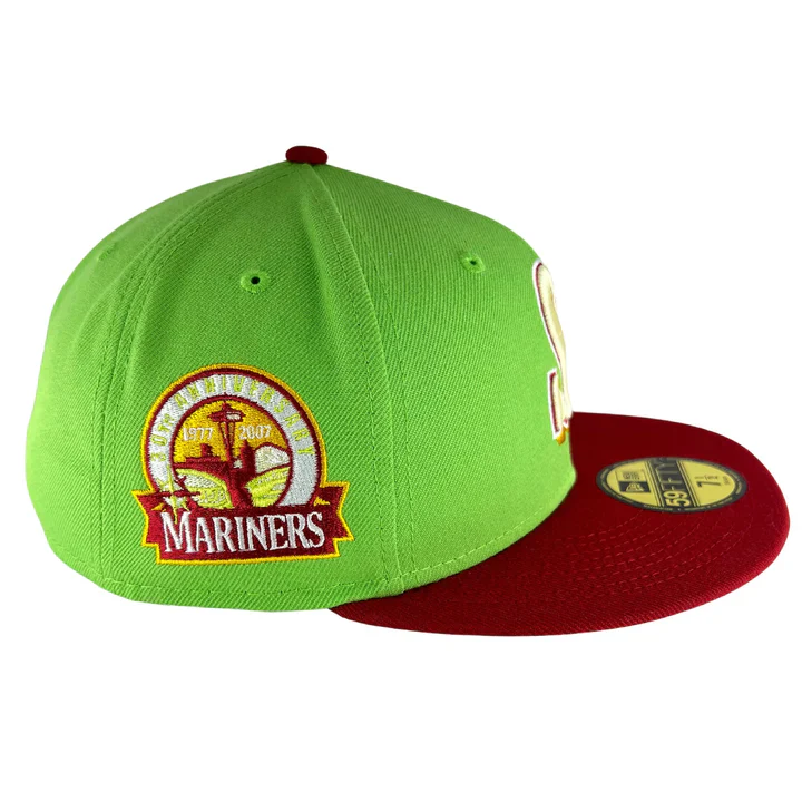 New Era Seattle Mariners Lime/Cardinal 30th Anniversary "Shaggy" Inspired 59FIFTY Fitted Hat - Image 5