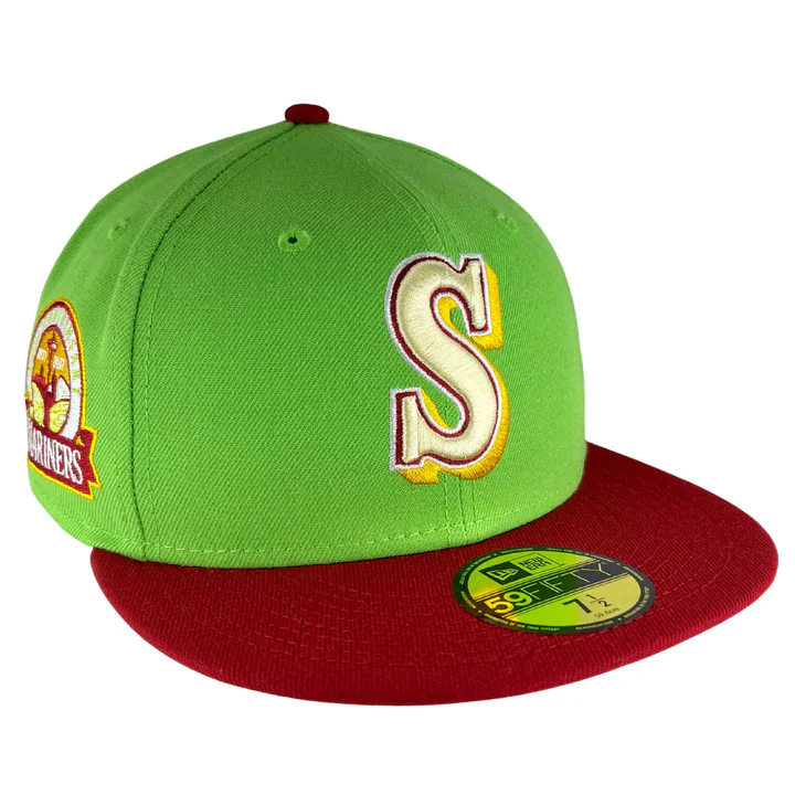New Era Seattle Mariners Lime/Cardinal 30th Anniversary "Shaggy" Inspired 59FIFTY Fitted Hat - Image 7