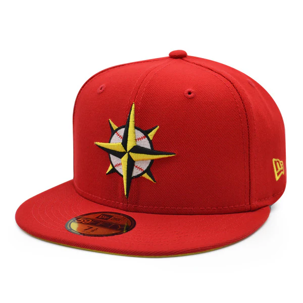 New Era Seattle Mariners Red/Yellow 30th Anniversary Yellow Bottom 59FIFTY Fitted Hat - Image 3