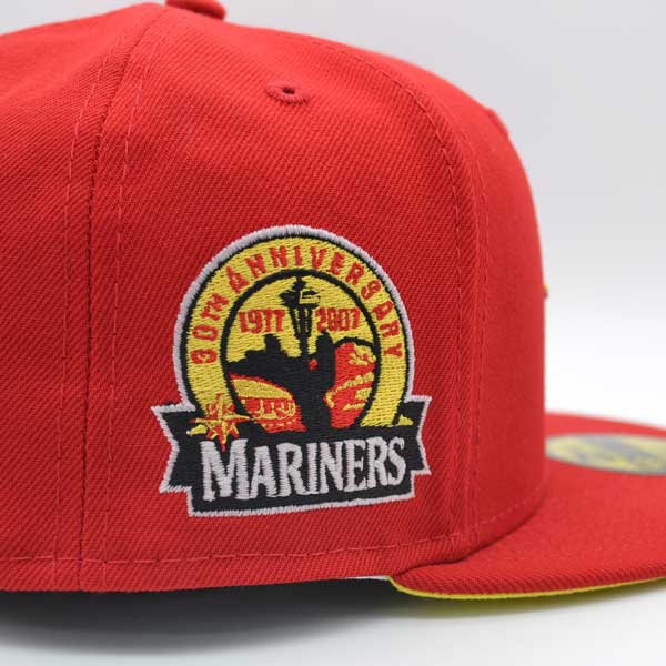 New Era Seattle Mariners Red/Yellow 30th Anniversary Yellow Bottom 59FIFTY Fitted Hat - Image 4