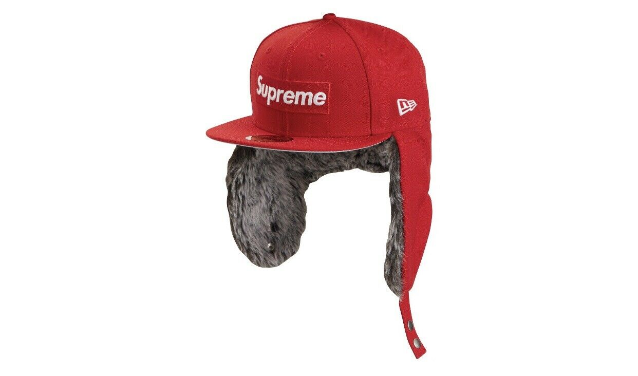 New Era Supreme Red on Grey Ear Flap Designer 59FIFTY Fitted Hat - Image 2