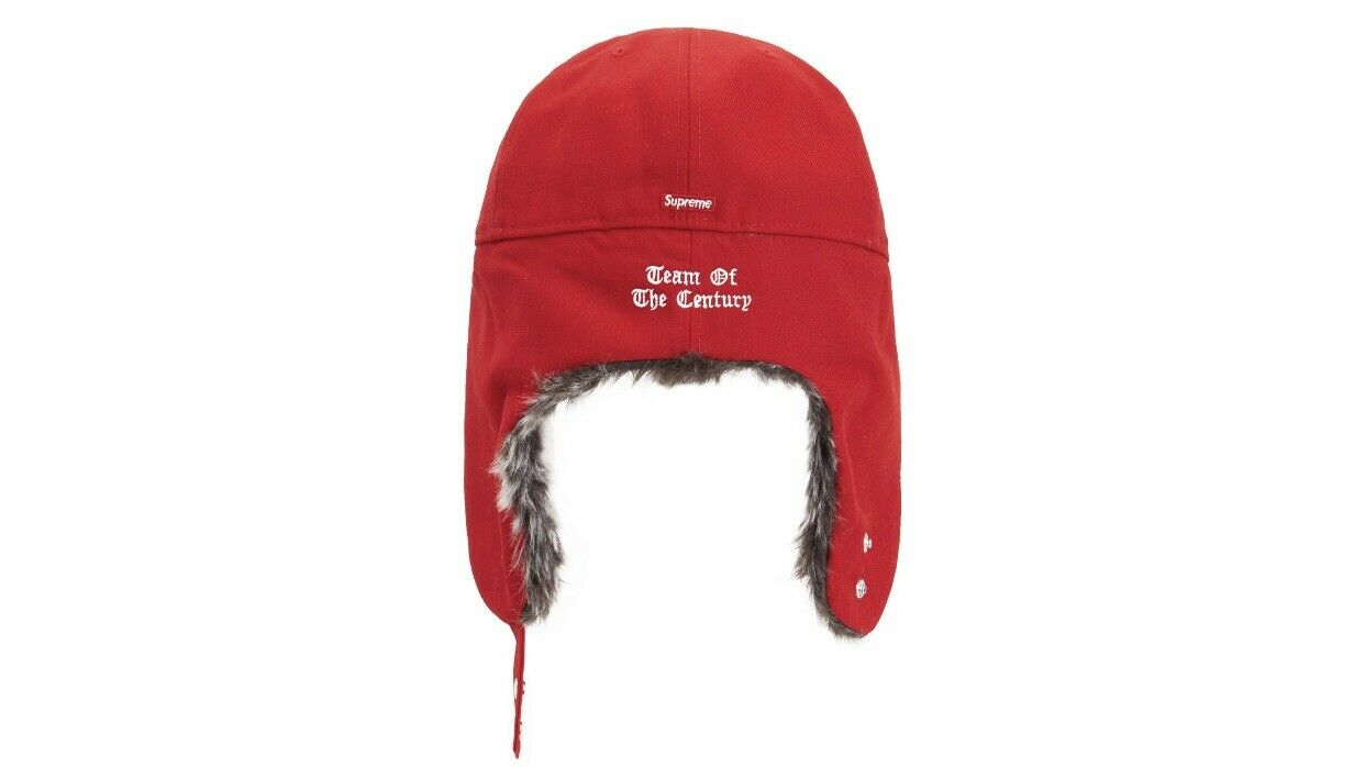 New Era Supreme Red on Grey Ear Flap Designer 59FIFTY Fitted Hat - Image 3