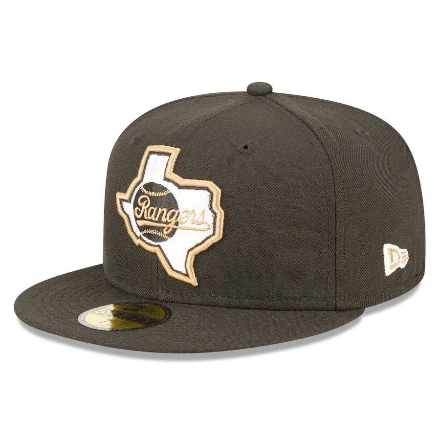 New Era Texas Rangers Black Arlington Stadium Wheat Undervisor 59FIFTY Fitted Hat - Image 4
