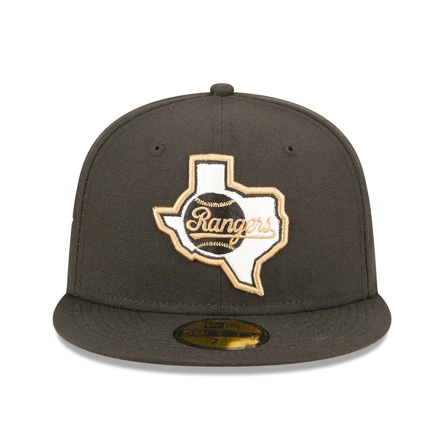 New Era Texas Rangers Black Arlington Stadium Wheat Undervisor 59FIFTY Fitted Hat - Image 5