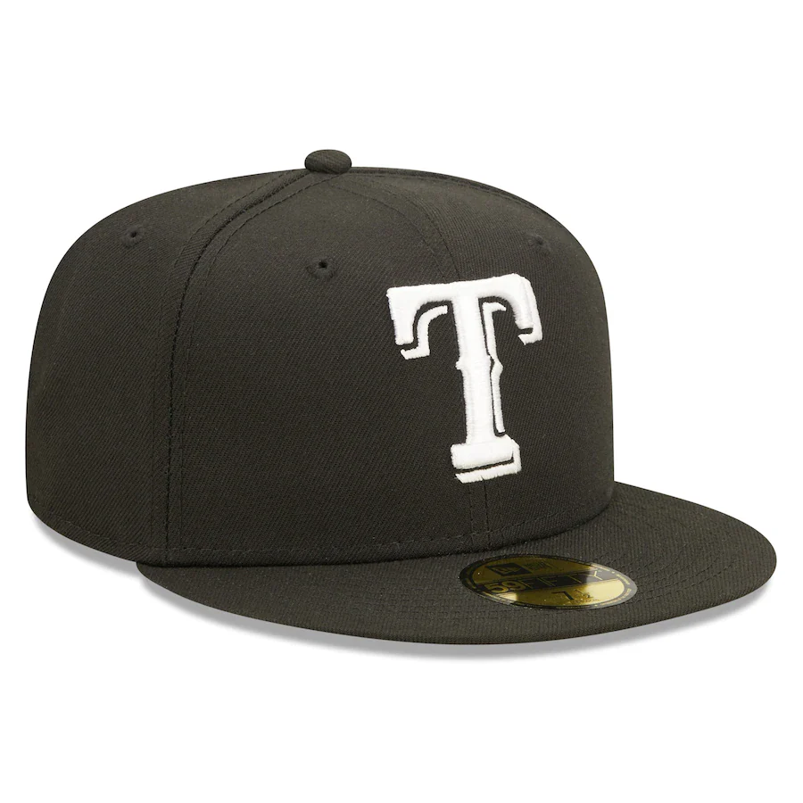 New Era Texas Rangers Black Team Logo 59FIFTY Fitted Hat - Image 4