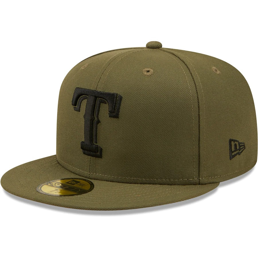 New Era Texas Rangers Olive 2011 World Series Hunter Flame Undervisor 59FIFTY Fitted Hat - Image 3