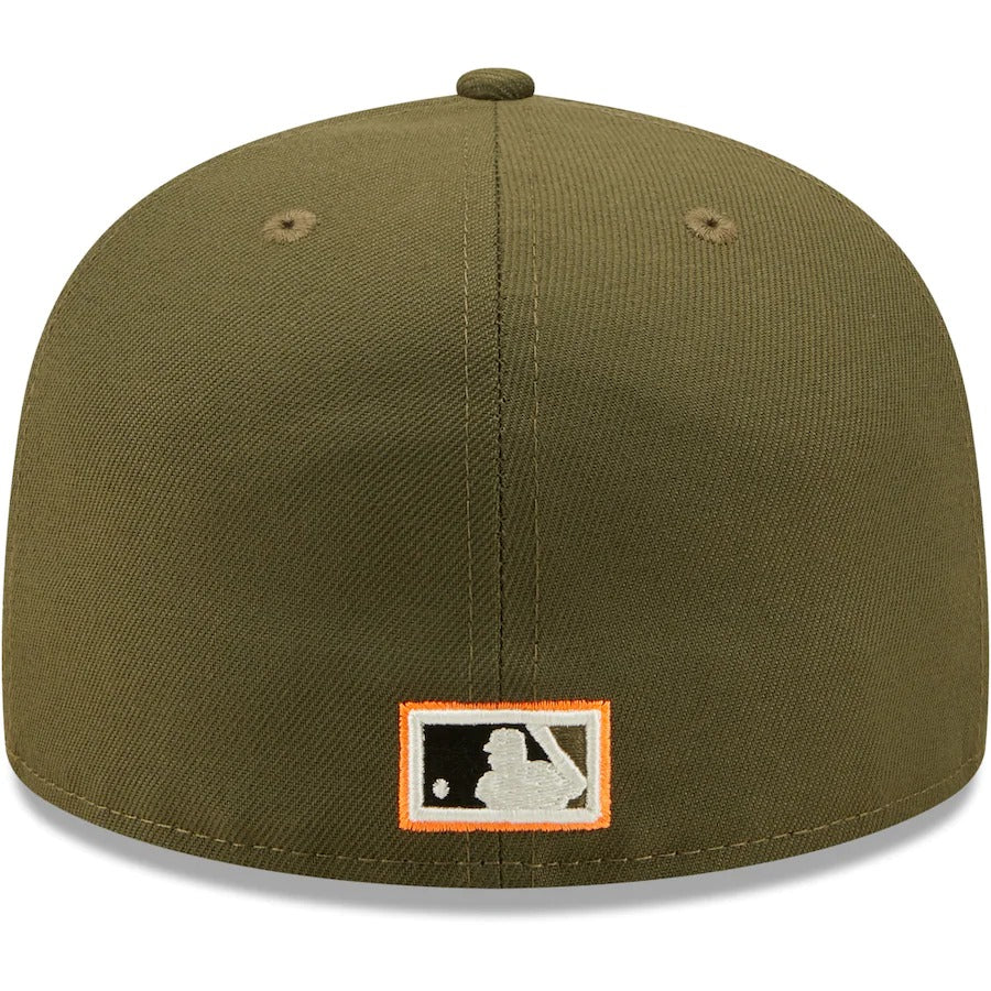 New Era Texas Rangers Olive 2011 World Series Hunter Flame Undervisor 59FIFTY Fitted Hat - Image 4