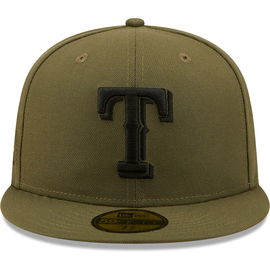 New Era Texas Rangers Olive 2011 World Series Hunter Flame Undervisor 59FIFTY Fitted Hat - Image 5