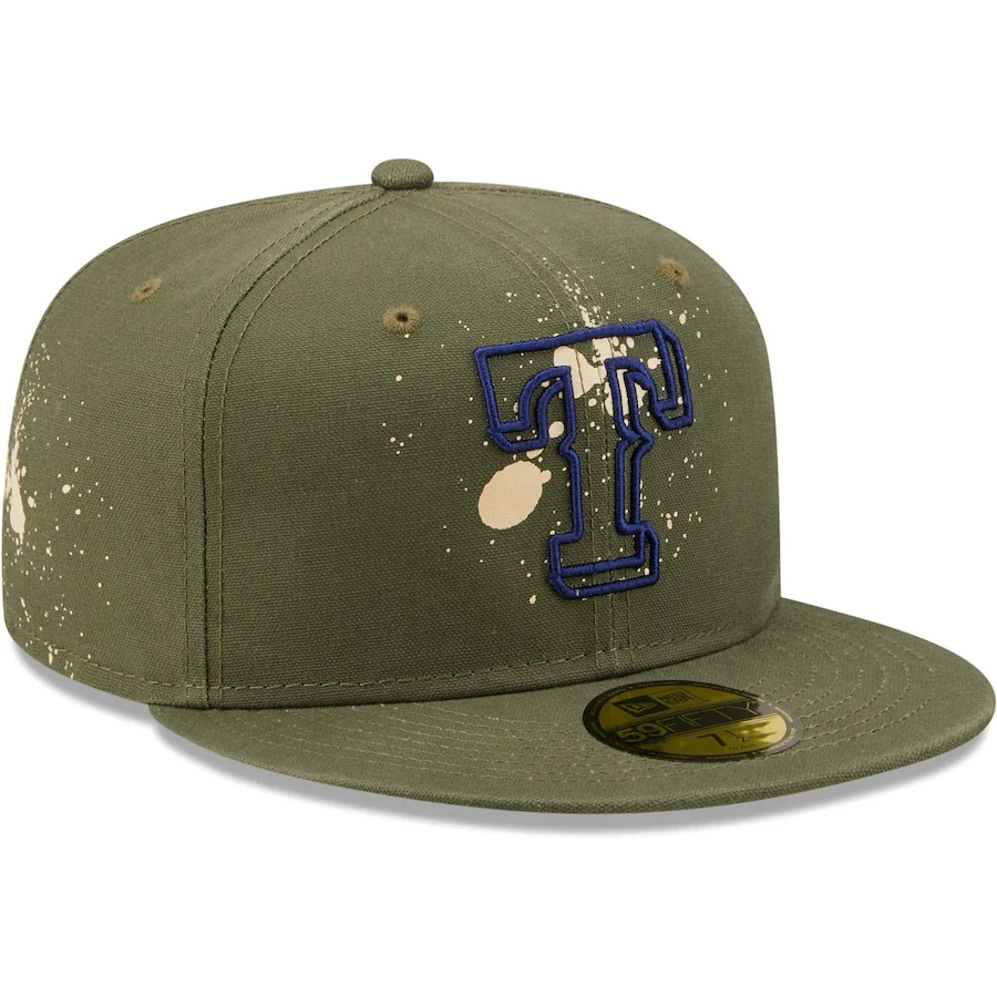 New Era Texas Rangers Olive Splatter 59FIFTY Fitted Hat - Image 4