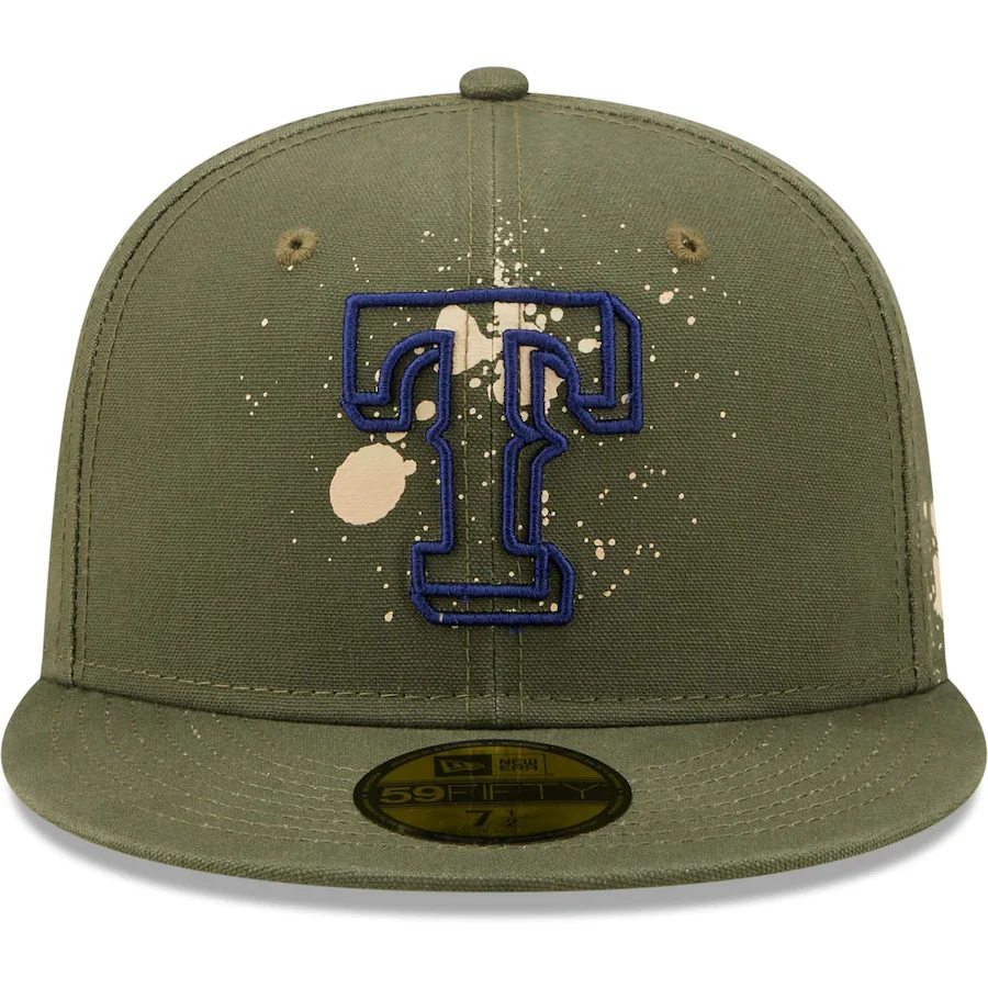 New Era Texas Rangers Olive Splatter 59FIFTY Fitted Hat - Image 5