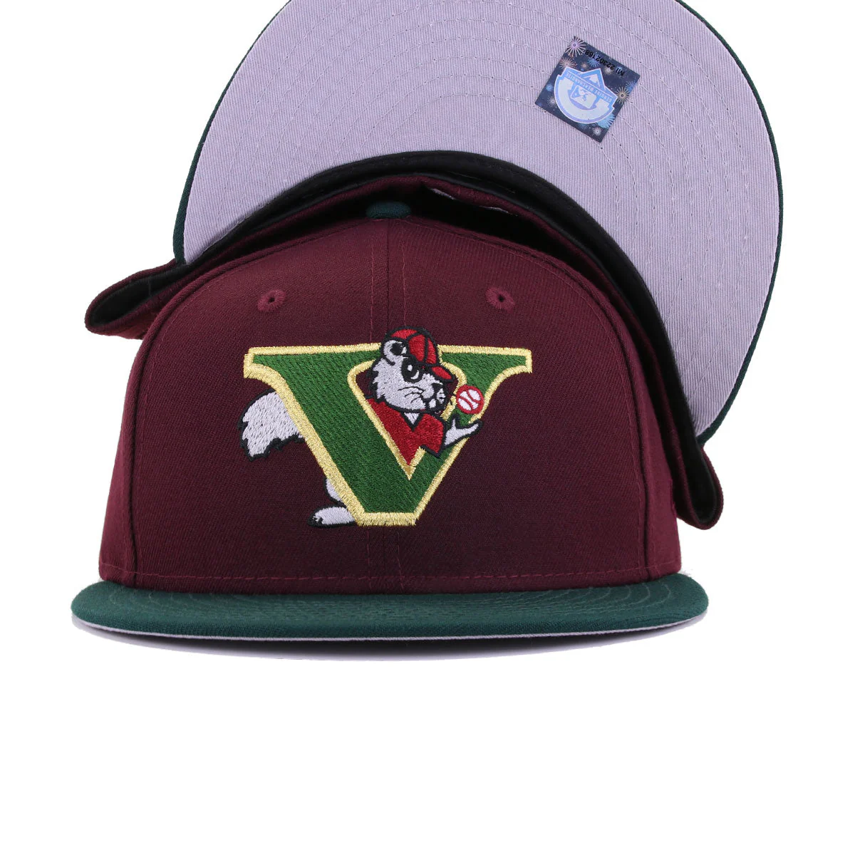 New Era Visalia Oaks Maroon Dark Green 59FIFTY Fitted Hat - Image 5