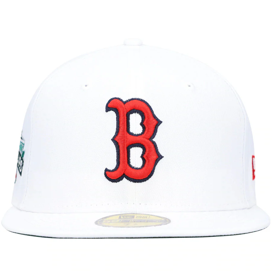 New Era White Boston Red Sox Fenway Park 100th Anniversary Patch Undervisor 59FIFTY Fitted Hat - Image 4