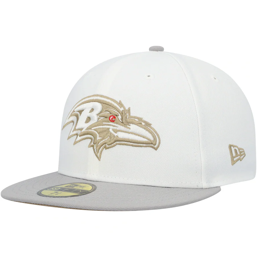 New Era White/Gray Baltimore Ravens 20th Season Gold Undervisor 59FIFTY Fitted Hat - Image 4