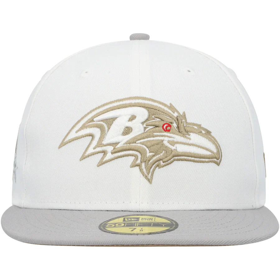 New Era White/Gray Baltimore Ravens 20th Season Gold Undervisor 59FIFTY Fitted Hat - Image 5