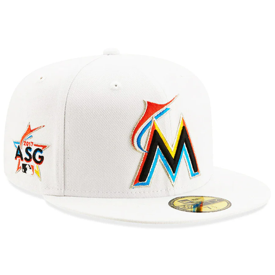 New Era White Miami Marlins 2017 MLB All-Star Game Patch Undervisor 59FIFTY Fitted Hat - Image 4