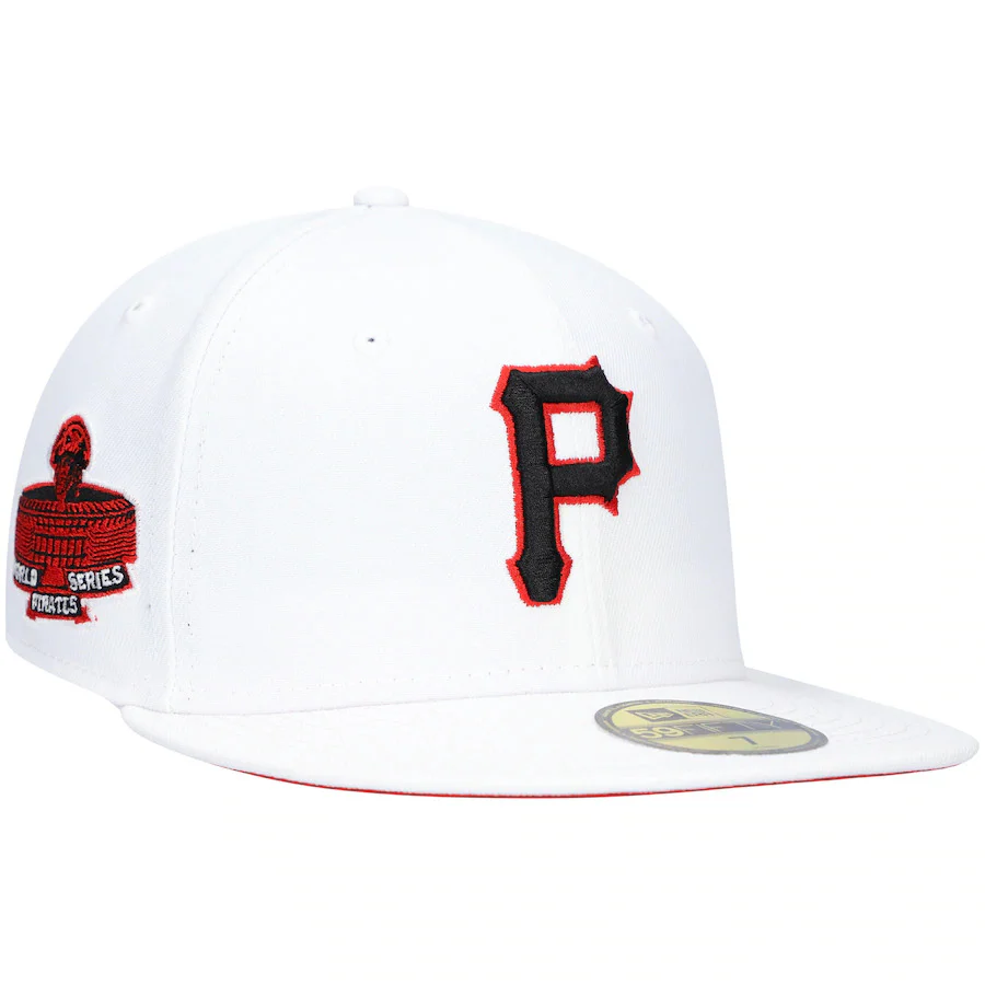 New Era White Pittsburgh Pirates 1971 World Series Patch Red Undervisor 59FIFTY Fitted Hat - Image 3