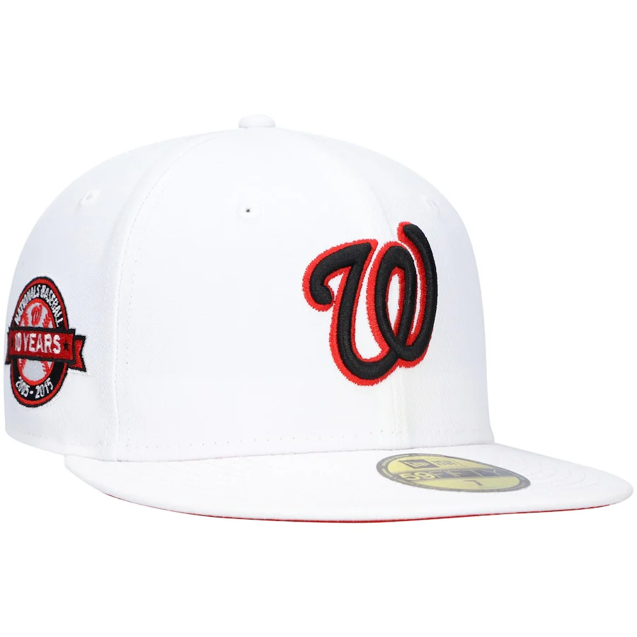 New Era White Washington Nationals 10th Anniversary Patch Red Undervisor 59FIFTY Fitted Hat - Image 3
