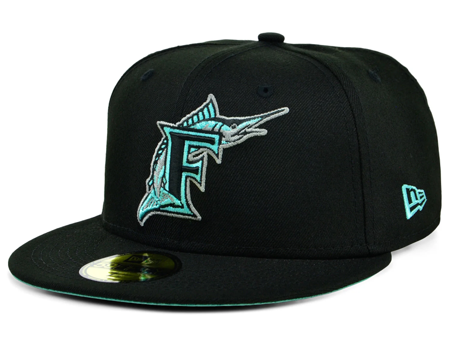 New Era x Lids HD Florida Marlins Black/Mint 2022 59FIFTY Fitted Cap - Image 4