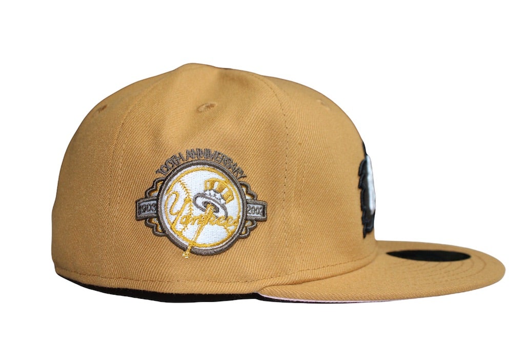 New Era New York Yankees Panama Tan Flag Front logo 100th Anniversary Patch 59FIFTY Fitted Hat - Image 2